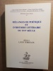 Mélanges de poétique et d'histoire littéraire du XVIe siècle - offerts à Louis Terreaux. (TERREAUX Louis) / BALSAMO Jean & al.