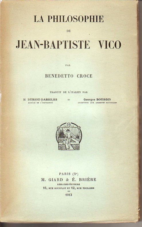 Clancy Recall Elaborate VICO Jean-Baptiste) / CROCE Benedetto - La philosophie de Jean-Baptist ...