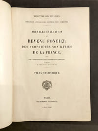 [Atlas]. Ministère des Finances. Nouvelle évaluation du revenu foncier des propriétés non bâties de la France, faite par l'Administration des contributions directes en exécution de l'article 1° de la loi du 9 août 1879. Atlas statistique. 