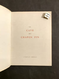 [Catalogue]. La cave du Chapon Fin. 