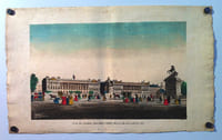 [Paris]. "Vue du Garde-meuble prise de la place Louis XV". [Eau-forte aquarellée].