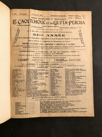 Le Caoutchouc et la Gutta-Percha. La Revue générale du caoutchouc, Le Moniteur du caoutchouc, Les Matières plastiques, Revue internationale du caoutchouc Réunis.