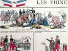 "Les Princes d'Orléans". Gravure sur bois coloriée au pochoir.. 