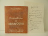 CATALOGUE ET LETTRE AUTOGRAPHE. Catalogue de l’exposition «Peintures Ecrites de Mehdi Qotbi» présentée à Brive en 1985. . QOTBI (Mehdi)