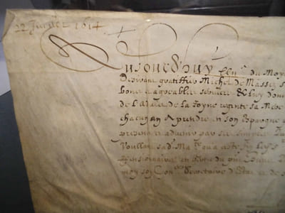 Pièce signée Louis XIII sur parchemin (27x22 cm)
