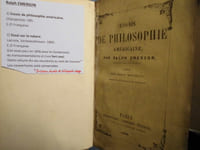 1).Essais de philosophie américaine
-- Charpentier 1851
............
2).Essai sur la nature
-- Lacroix, Verboeckhoven et Cie 1865.