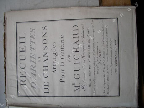 Recueil d'Ariettes et de Chansons arrangées pour la Guitarre, par M. G. professeur de musique et guitarre. Apdr. GUICHARD.
