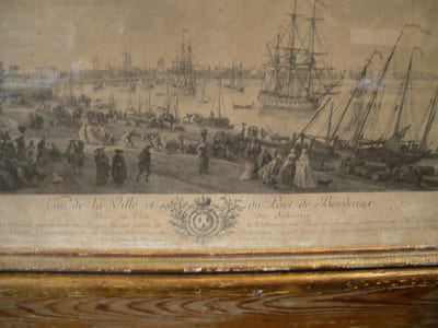 Vue de la Ville et du Port de Bordeaux prise du Coté des Salinières. Gravé d'après le Tableau Original ..., peint par J. Vernet de l'Académie Royales de Peinture et Sculpture.C. N. Cochin Filius et J. Ph. Le Bas socii sulpserunt 1764. A.P.D.R