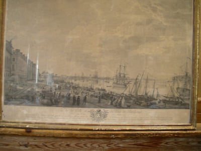 Vue de la Ville et du Port de Bordeaux prise du Coté des Salinières. Gravé d'après le Tableau Original ..., peint par J. Vernet de l'Académie Royales de Peinture et Sculpture.C. N. Cochin Filius et J. Ph. Le Bas socii sulpserunt 1764. A.P.D.R
