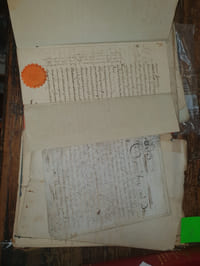 16 documents manuscrits sur papier et parchemin, affaires de famille et terriennes, etats variés
