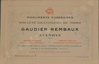 Monuments Commémoratifs et Funéraires GAUDIER-REMBAUX à Aulnoye (Nord). Maison fondée en 1870.
