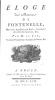 Eloge de Monsieur de Fontenelle.. LE CAT (Claude - Nicolas) :