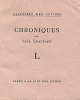 Chroniques.. LEAUTAUD (Paul) :
