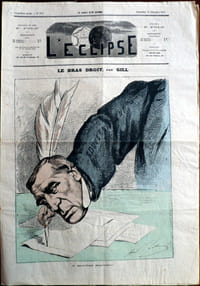 L'Eclipse. Cinquième année, N°218, 29 Décembre 1872. Le bras droit M. Barthélémy Saint-Hilaire par Gill / Hadol