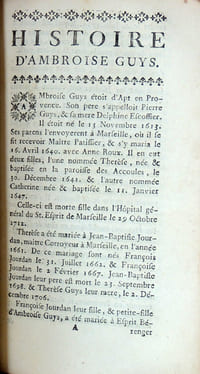 "Procés pour la succession d'Ambroise Guys ; on y a joint les Affaires des jésuites de Liège, de Fontenay-le-Comte, de Challons, de Muneau, de Brest, de Bruxelles, avec la prophétie de Georges Bronsvel. (contenant les affaires nommées au titre, l'histoire d'Ambroise Guys, le mémoire des Pères de la compagnie de Jésus pour servir de réponse au réquisitoire, le réquisitoire, l'arrest du conseil d'état du Roi et les pièces justificatives.[relié avec] Secreta monita ou advis secrets de la société de Jesus."
