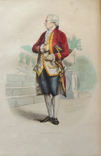 Gravure sur acier coloriée et gommée à l'époque issue du Plutarque Français (1835) Beaumarchais