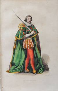 Gravure sur acier coloriée et gommée à l'époque issue du Plutarque Français (1835) Lesdiguières