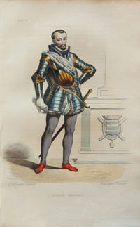Gravure sur acier coloriée et gommée à l'époque issue du Plutarque Français (1835 )Cossé Brissac