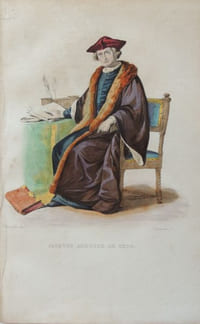Gravure sur acier coloriée et gommée à l'époque issue du Plutarque Français (1835) Jacques Auguste de Thou