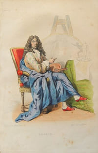 Gravure sur acier coloriée et gommée à l'époque issue du Plutarque Français (1835) Charles Lebrun