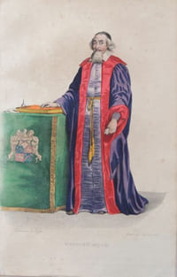 Gravure sur acier coloriée et gommée à l'époque issue du Plutarque Français (1835) Mathieu Molé