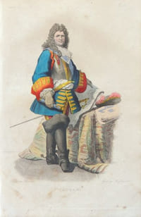 Gravure sur acier coloriée et gommée à l'époque issue du Plutarque Français (1835) Vauban