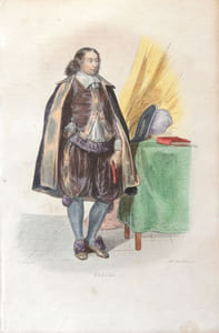 Gravure sur acier coloriée et gommée à l'époque issue du Plutarque Français (1835) Blaise Pascal
