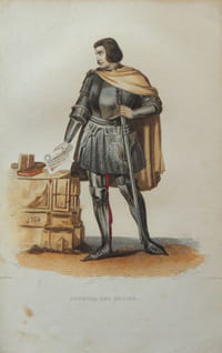 Gravure sur acier coloriée et gommée à l'époque issue du Plutarque Français (1835) Juvénal des Ursins