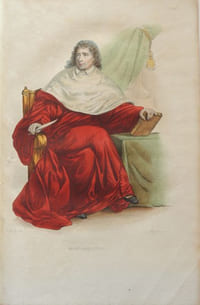 Gravure sur acier coloriée et gommée à l'époque issue du Plutarque Français (1835) Montesquieu