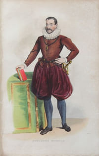 Gravure sur acier coloriée et gommée à l'époque issue du Plutarque Français (1835) Duplessis Mornay