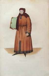 Gravure sur acier coloriée et gommée à l'époque issue du Plutarque Français (1835) Froissard