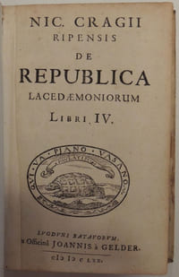 Nic. Cragii Ripensis de Republica lacedaemoniorum libri IV / Hereclidæ Pontici De Politii Libellus cum interpretatione latina Edente Nicolao Cragio / Ex Nicolai Damasceni Universali Historia seu De moribus Gentium libris excerpta Johannis Stobæi collectanea, quæ Nicolaus Cragius latina fecit, & seorsum editit