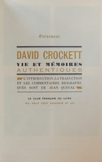 David Crockett, vie et mémoires authentiques