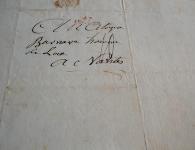 Lettre autographe signée de Mâcé Desbois, directeur du jury d'accusation chargé d'instruire le procès des Terroristes de Nantes, à Guillaume de Villenave, avocat Nantais