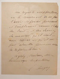 Lettre autographe signée à Madame Emile Gounod (d'après une ancienne note au crayon)
