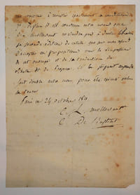 Contrat d'édition manuscrit entre l'éditeur Louis et Charles Mollevaut pour une traduction des poésies de Catulle