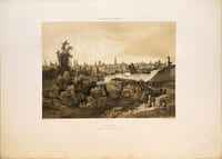 Lithographie originale signée. Caen, vue générale prise du haut de la venelle des champs. Normandie illustrée.
