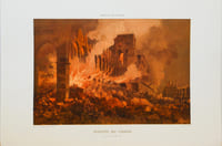 Lithographie originale signée. Mai 1871 (Ministère des finances). Paris et ses ruines en Mai 1871.