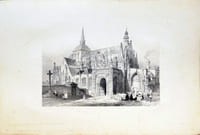 Lithographie originale signée. Eglise de la Trinité à Falaise, Calvados. Normandie Illustrée