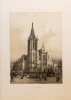 Lithographie originale. Saint Séverin. Paris dans sa Splendeur (1863 ou 1868). Félix Benoist Bachelier / Gaildrau
