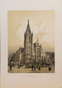 Lithographie originale. Saint Séverin. Paris dans sa Splendeur (1863 ou 1868)