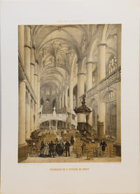 Lithographie originale. Intérieur de Saint-Etienne du Mont. Paris dans sa Splendeur (1863 ou 1868)