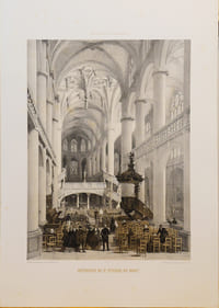 Lithographie originale. Intérieur de Saint-Etienne du Mont. Paris dans sa Splendeur (1863 ou 1868)