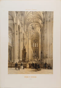 Lithographie originale. Eglise St. Eustache. Intérieur. Paris dans sa splendeur. (1863 ou 1868)