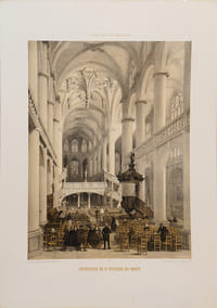 Lithographie originale. Intérieur de Saint Etienne du Mont. Paris dans sa splendeur. (1863 ou 1868)