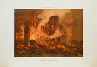 Lithographie originale. Ministère des finances incendie du 24 mai 1871. Paris et ses ruines (1878)