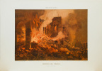 Lithographie originale. Ministère des finances incendie du 24 mai 1871. Paris et ses ruines (1878). Sabatier [Charpentier]