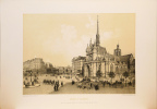 Lithographie originale. Eglise Saint Laurent avec sa nouvelle façade et la guerre du chemin de fer de l'Est. Paris et ses ruines (1878). Philippe ...