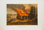 Lithographie originale. Docks de La Villette. Incendie du 27 mai 1871. Paris et ses ruines (1878). Sabatier A. Adam