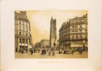 Lithographie originale. Tour Saint-Jacques-la-Boucherie et rue de Rivoli. Paris dans sa splendeur. (1863 ou 1868)